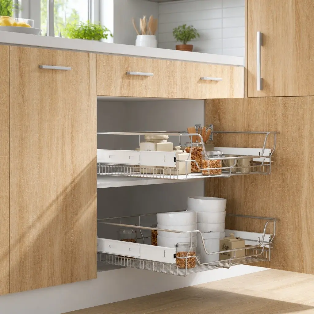 Pull-Out Wire Baskets Silver 600 mm Kitchen Cabinet Drawer Organiser 2 pcs
