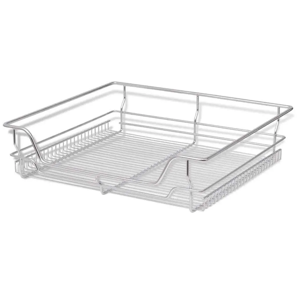 Pull-Out Wire Baskets Silver 600 mm Kitchen Cabinet Drawer Organiser 2 pcs