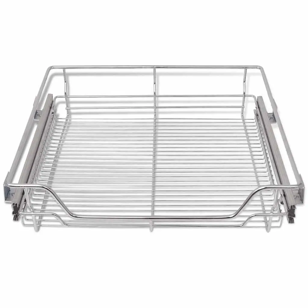 Pull-Out Wire Baskets Silver 600 mm Kitchen Cabinet Drawer Organiser 2 pcs