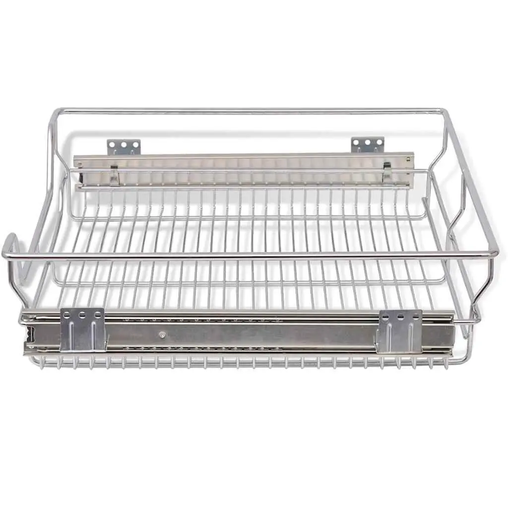 Pull-Out Wire Baskets Silver 600 mm Kitchen Cabinet Drawer Organiser 2 pcs