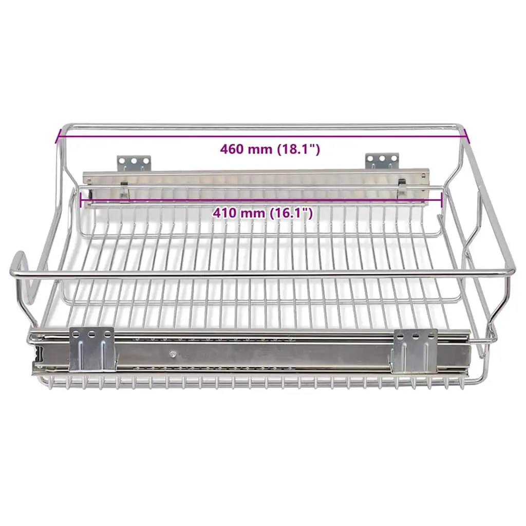 Pull-Out Wire Baskets Silver 600 mm Kitchen Cabinet Drawer Organiser 2 pcs