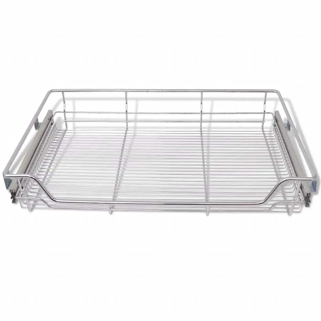 Pull-Out Wire Kitchen Baskets Silver 800 mm 2 Piece Sliding Storage Drawer