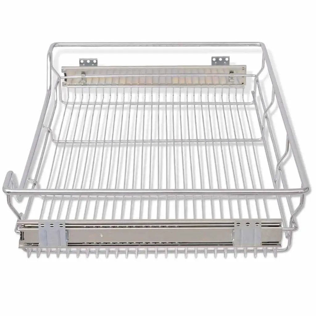 Pull-Out Wire Kitchen Baskets Silver 800 mm 2 Piece Sliding Storage Drawer