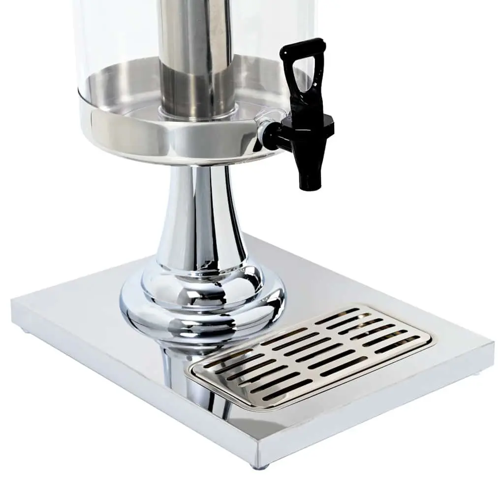 Juice Dispenser 8L Silver Beverage Server with Tap and Central Cooling Cylinder