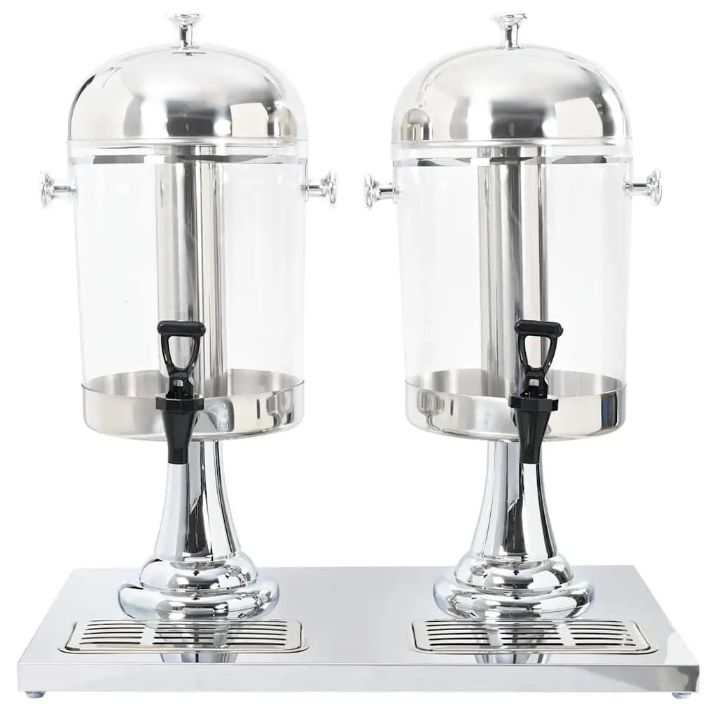Double Beverage Dispenser Dual Containers 2 x 8L Stainless Steel Taps