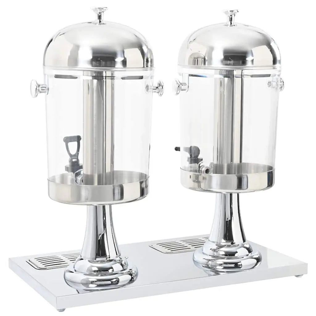 Double Beverage Dispenser Dual Containers 2 x 8L Stainless Steel Taps