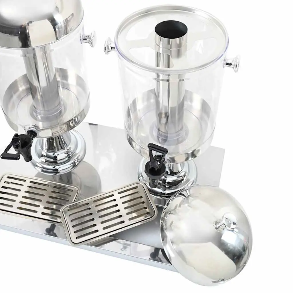 Double Beverage Dispenser Dual Containers 2 x 8L Stainless Steel Taps