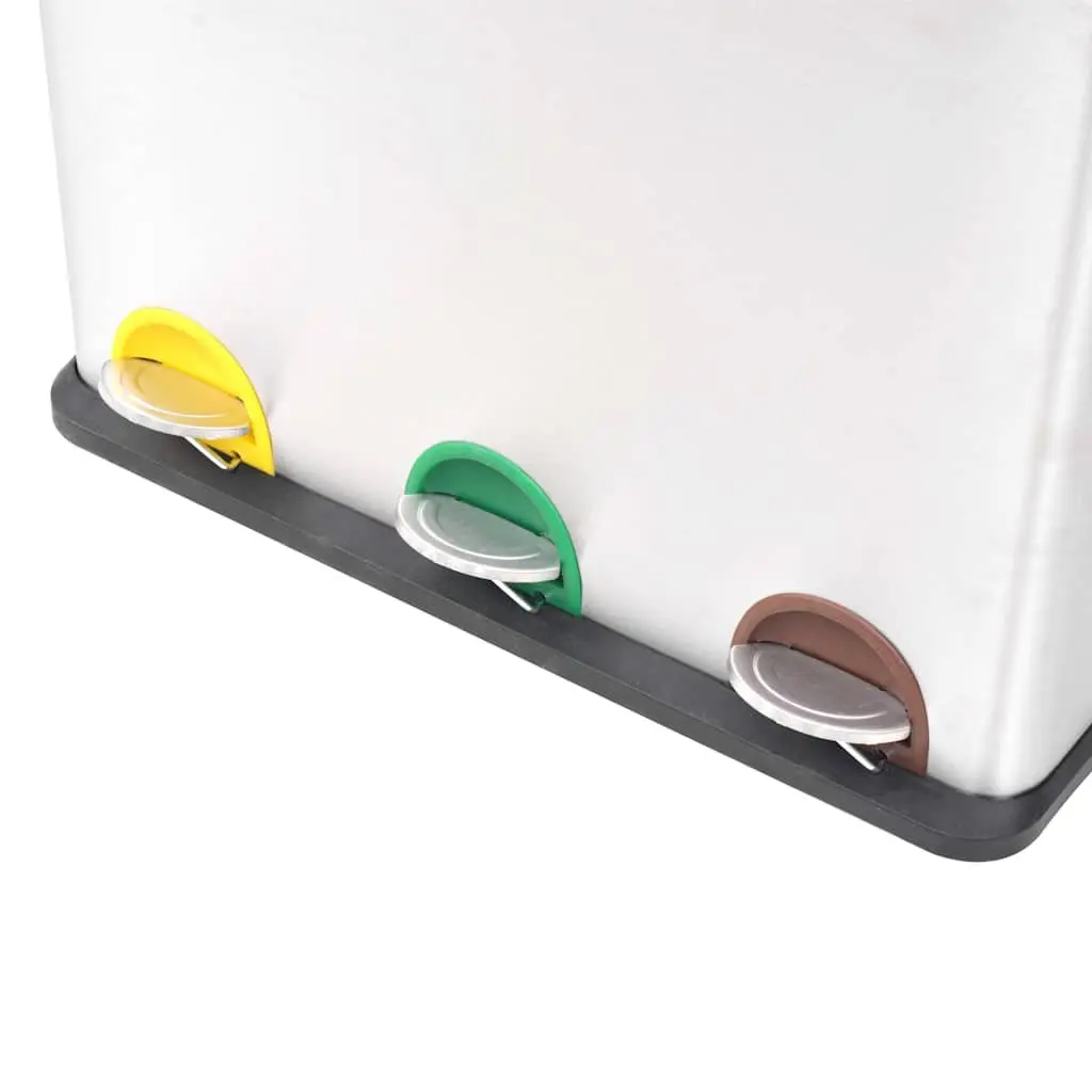 Recycling Pedal Bin 54L Stainless Steel 3 Compartments