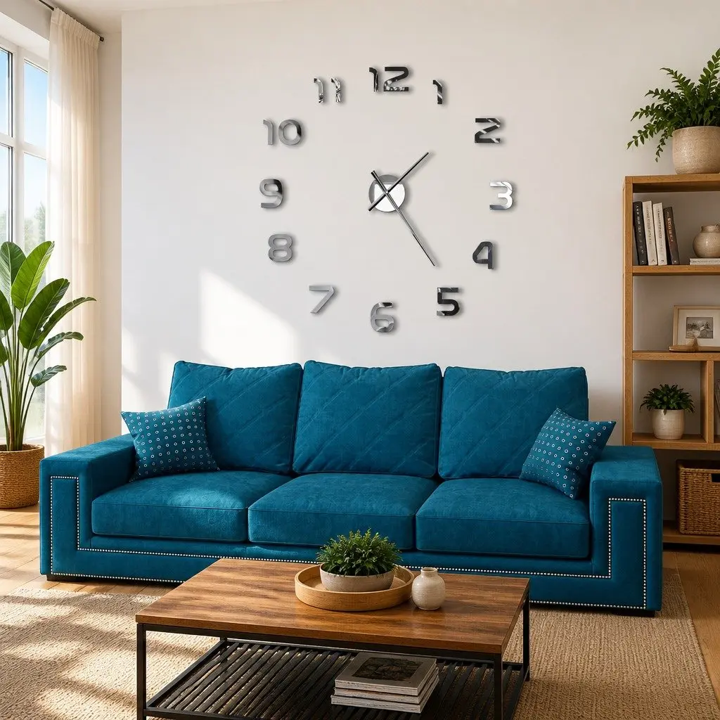 3D Wall Clock in Silver