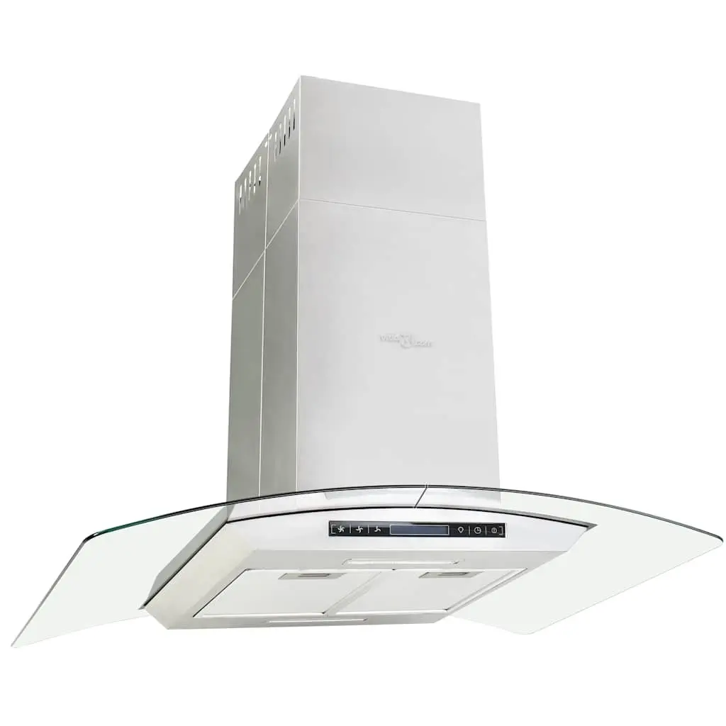 Island Range Hood LCD Touch Sensor 90cm Silver Stainless Steel 756m³/h