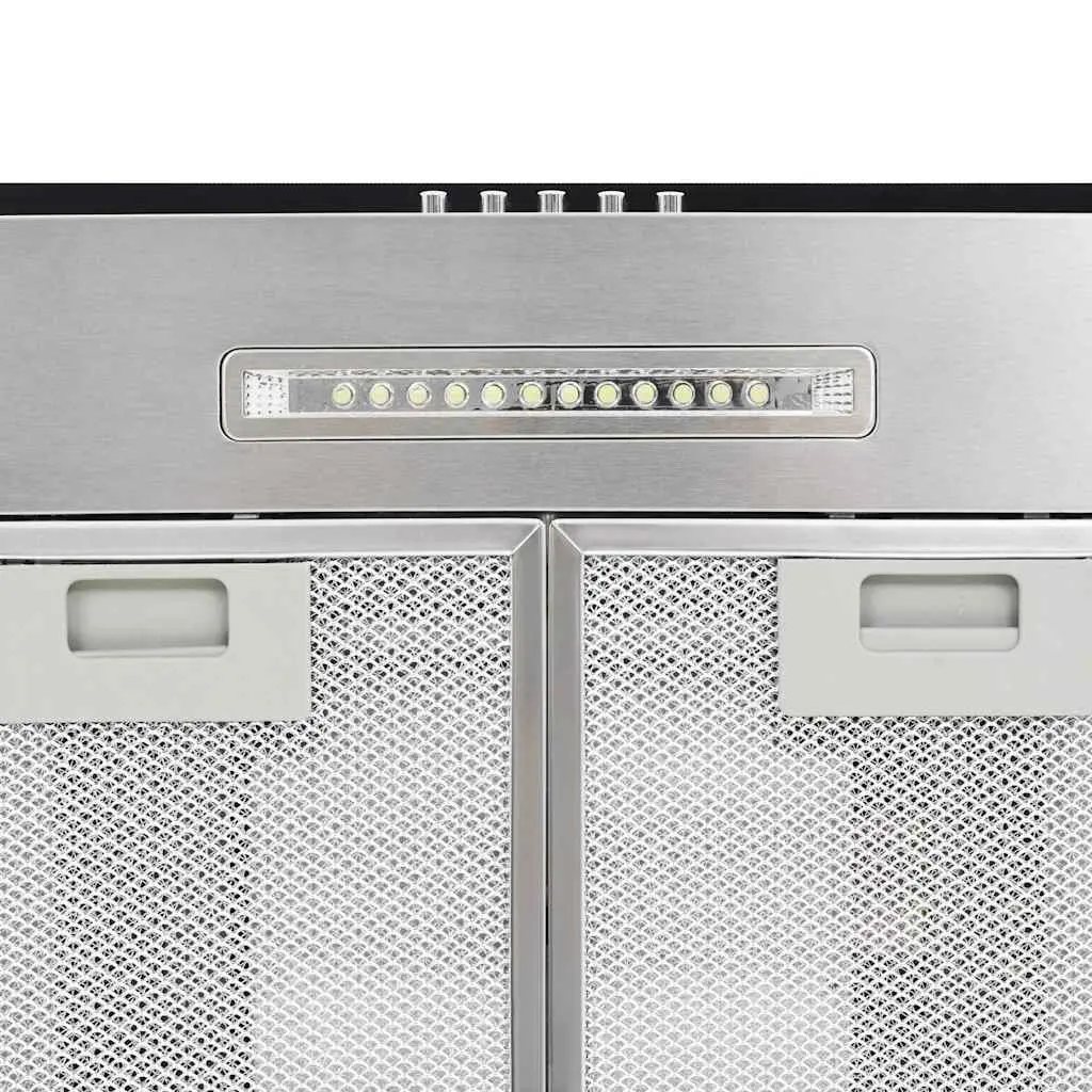 Island Range Hood 90cm Stainless Steel Curved Glass Canopy LED Lights 756 m³/h