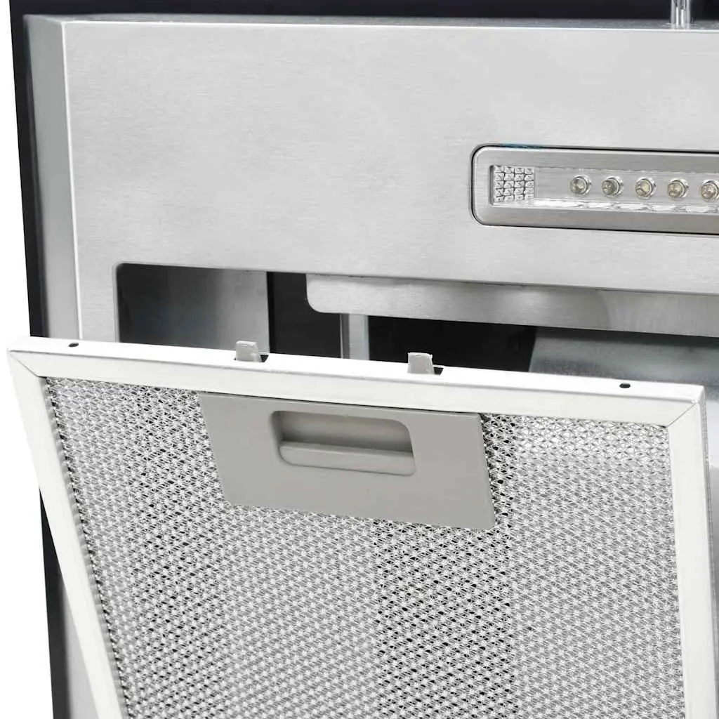 Island Range Hood 90cm Stainless Steel Curved Glass Canopy LED Lights 756 m³/h