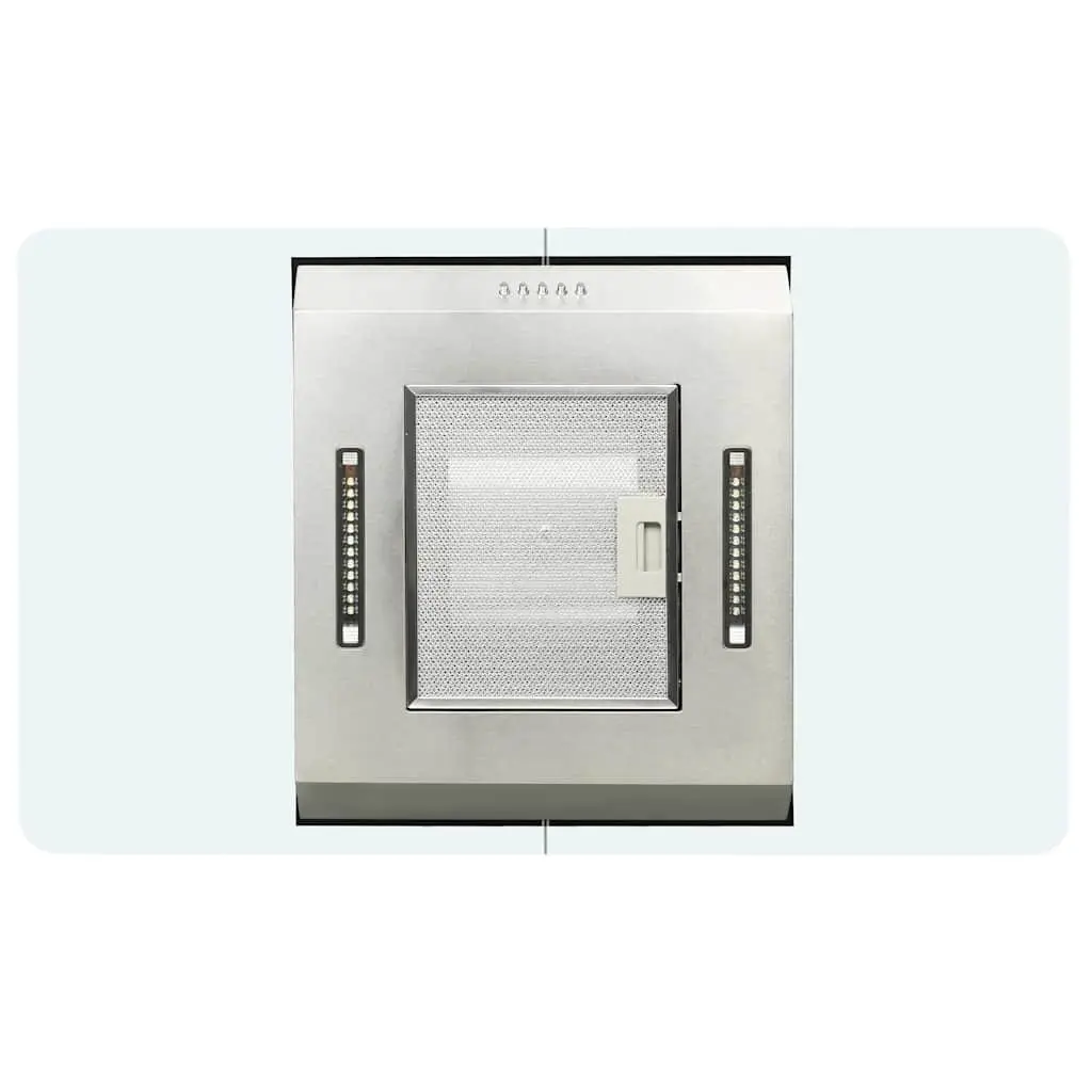Island Range Hood Stainless Steel 90cm Curved Glass Canopy LED Lighting