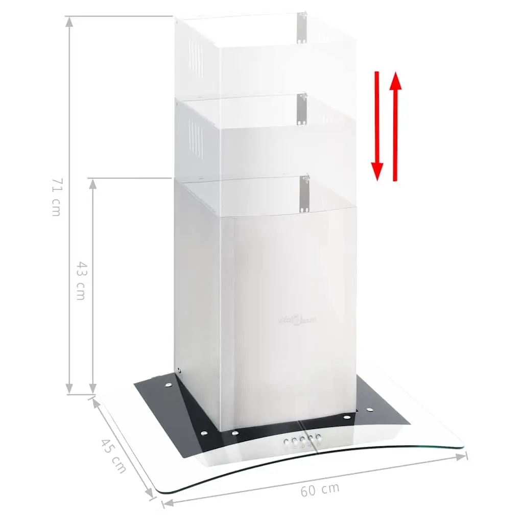 Wall Mount Range Hood 60cm Stainless Steel Curved Glass with LED Lights