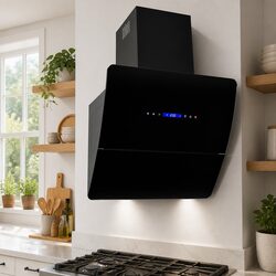 Wall Mounted Range Hood 60cm Black Stainless Steel Kitchen Extractor Fan 756m³/h
