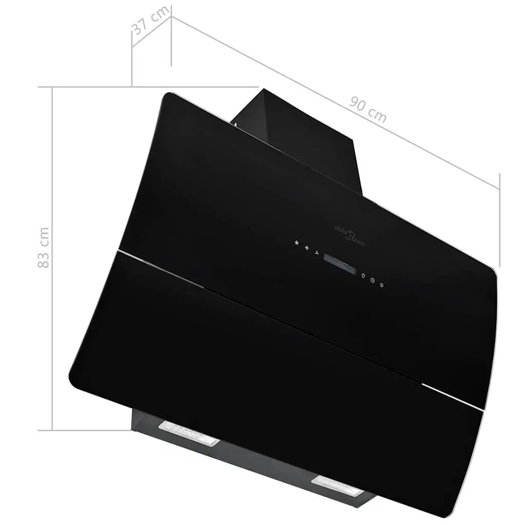 Wall Mounted Range Hood Stainless Steel 90cm Black