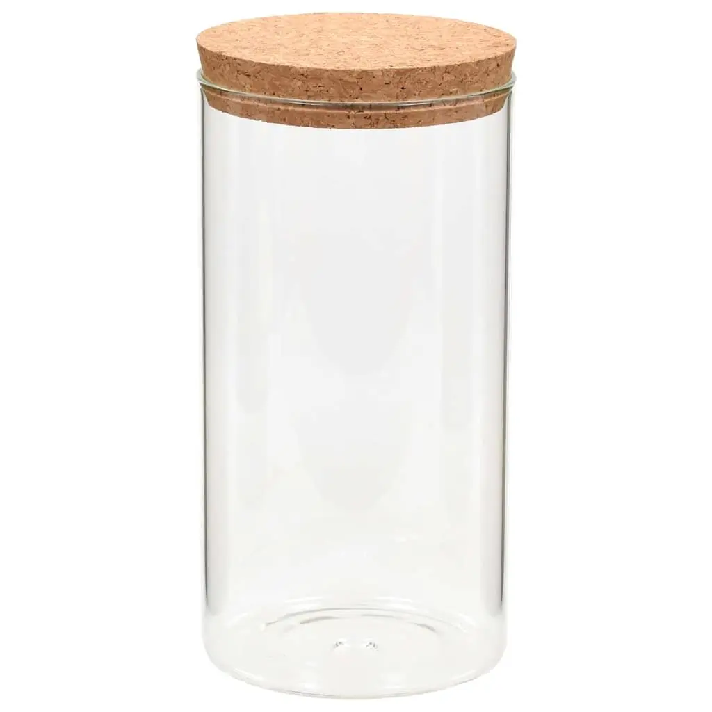 Glass Storage Jars with Cork Lids Transparent 1100ml Set of 6