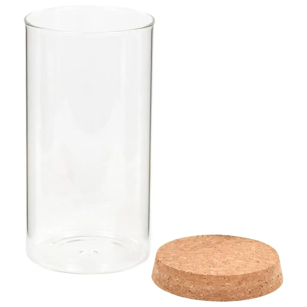 Glass Storage Jars with Cork Lids Transparent 1100ml Set of 6