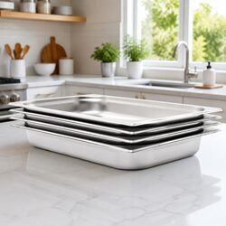 Gastronorm Containers 4 pcs GN 1/1 65 mm Steam Table Pans Stackable Kitchen