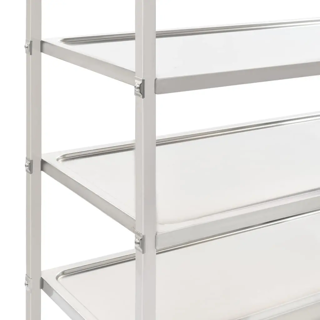 5-Tier Kitchen Trolley Stainless Steel Frame Rolling Serving Cart