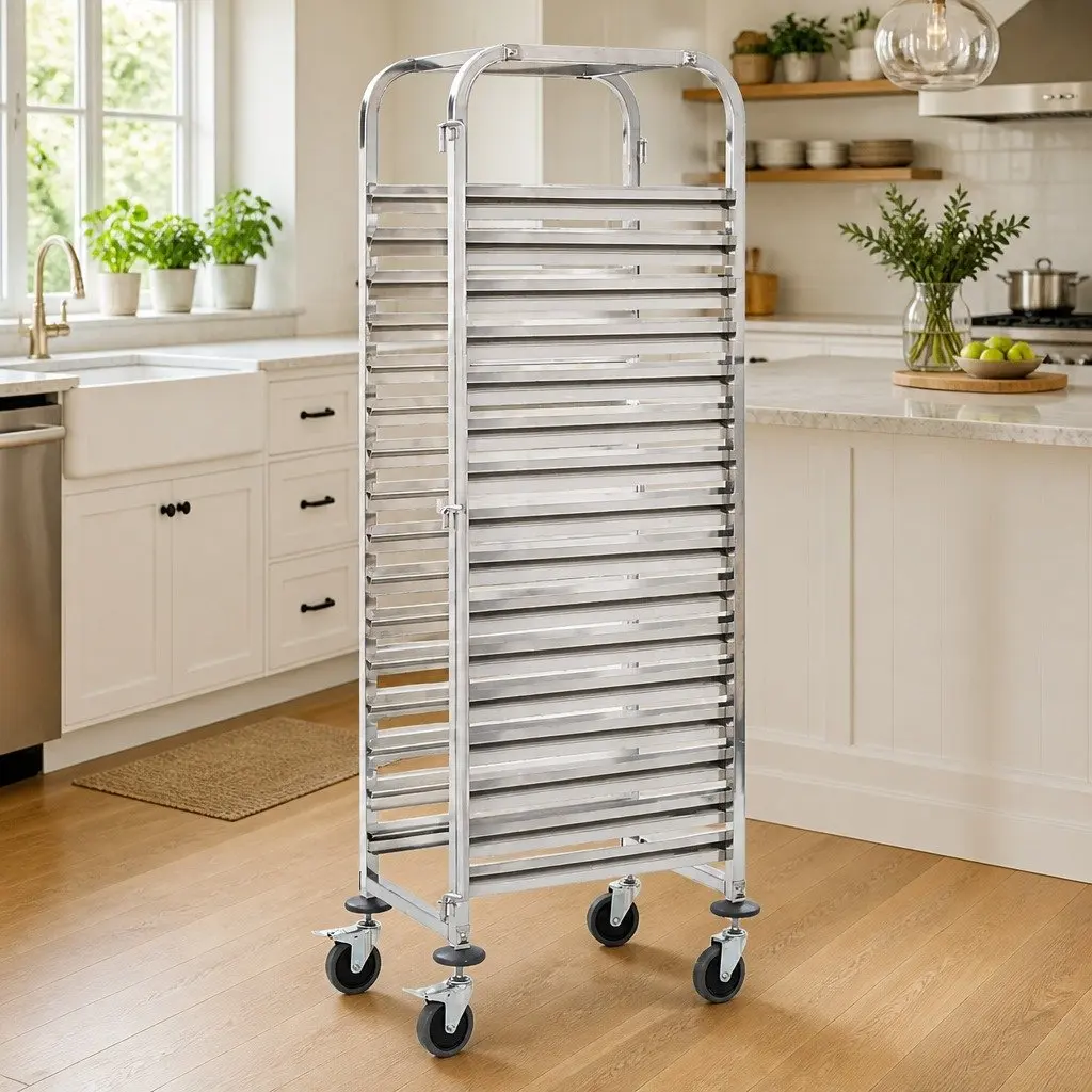 Kitchen Trolley Stainless Steel Frame 16 Tray Capacity