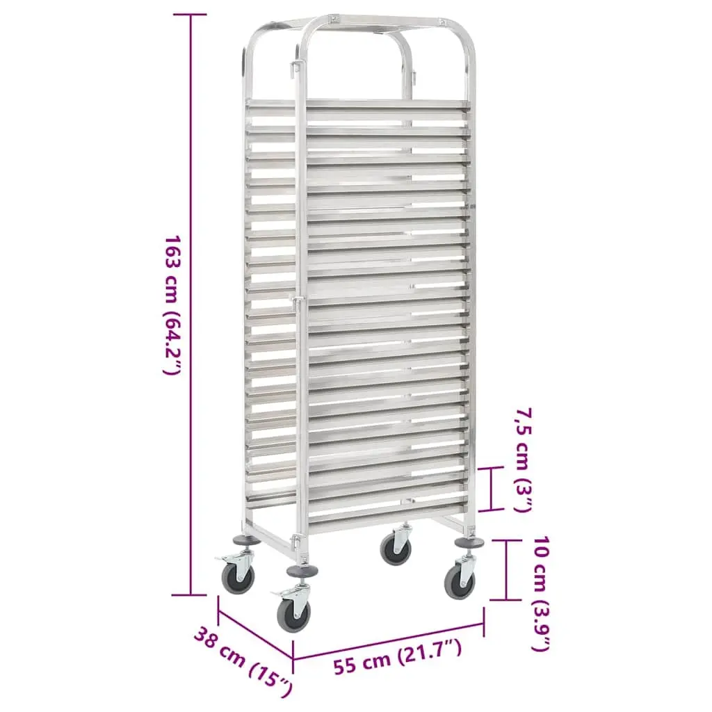 Kitchen Trolley Stainless Steel Frame 16 Tray Capacity