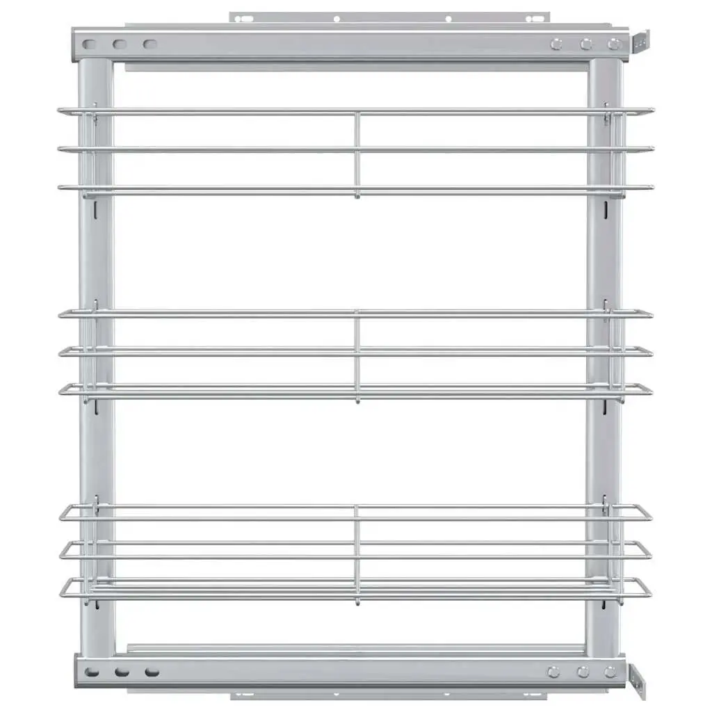 3-Tier Pull-Out Kitchen Wire Basket Storage Organiser Silver 47 x 15.5 x 55.5 cm