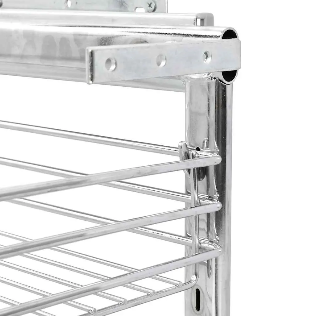 3-Tier Pull-Out Kitchen Wire Basket Storage Organiser Silver 47 x 25 x 56 cm