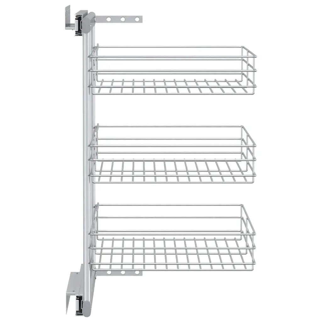 3-Tier Pull-out Kitchen Wire Basket Storage Organiser Sliding Shelf 47 x 35 x 56 cm