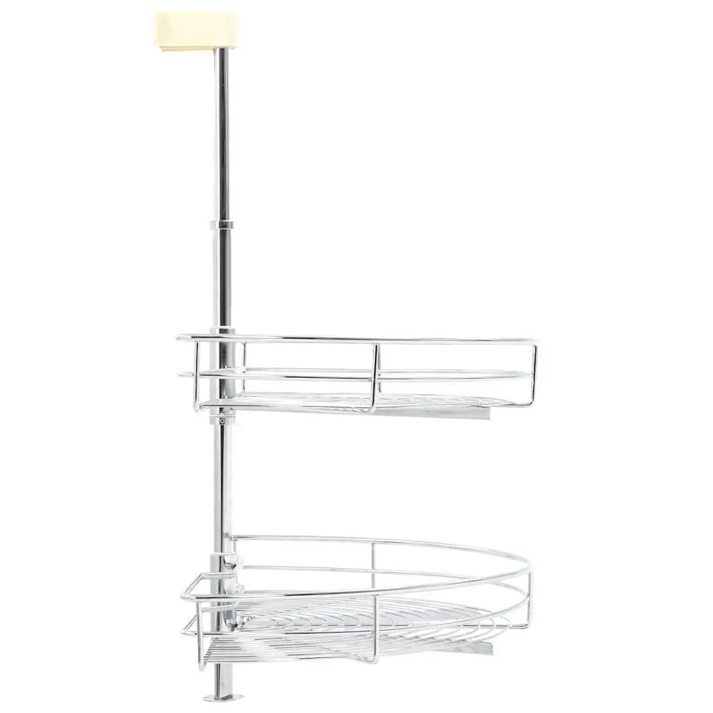 2-Tier Wire Basket Kitchen Cupboard Organiser 180 Degree Rotating Storage Rack