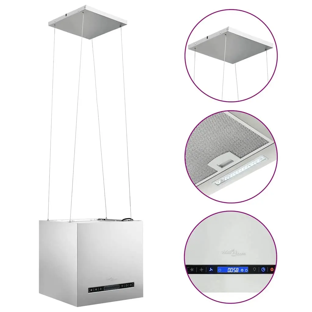 Range Hood Ceiling Mounted Stainless Steel 37cm Touch LCD