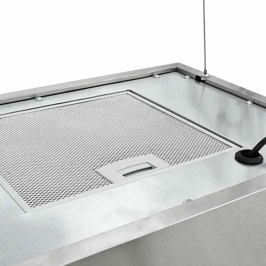 Island Range Hood 55cm Ceiling Mounted Kitchen Extractor Touch LCD Stainless
