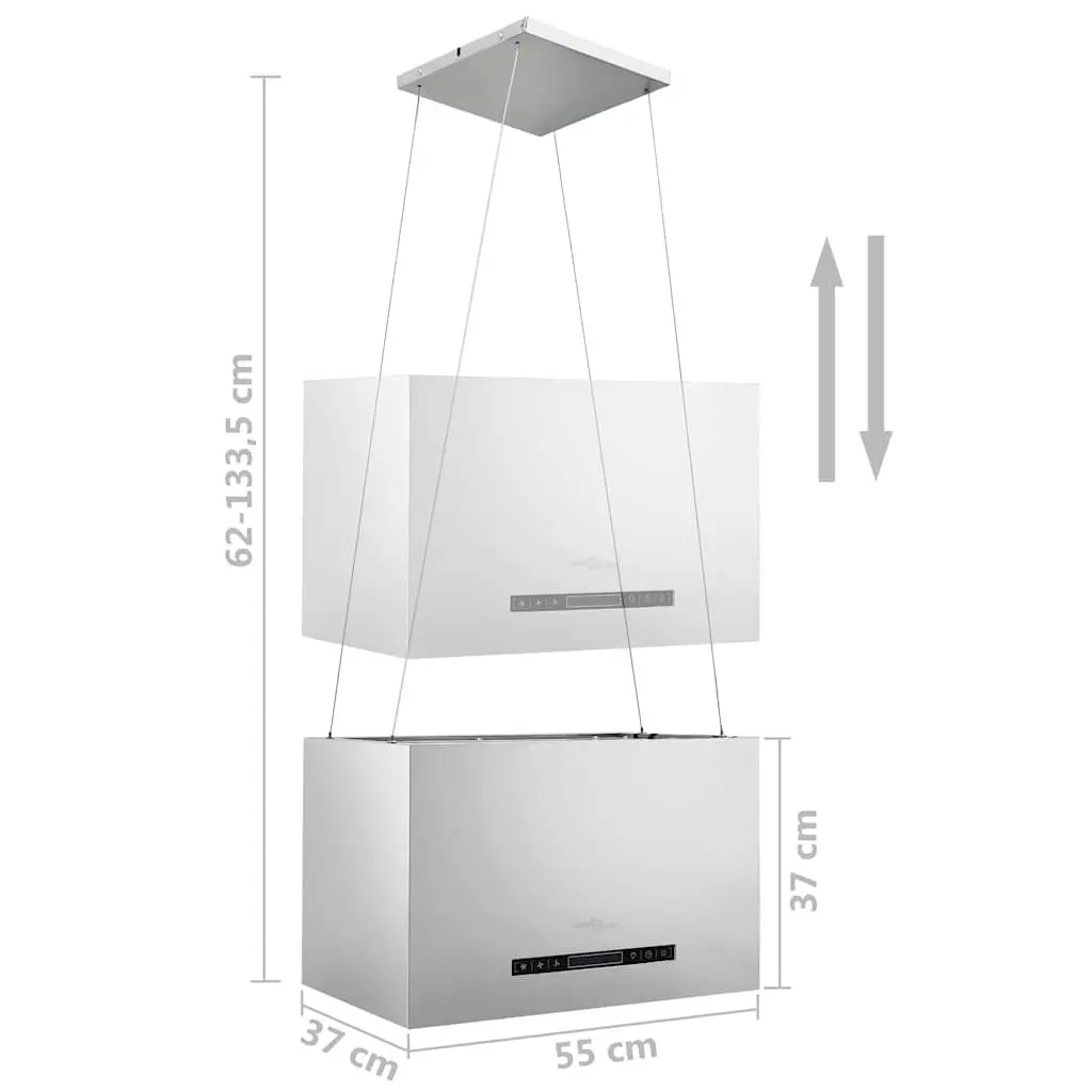 Island Range Hood 55cm Ceiling Mounted Kitchen Extractor Touch LCD Stainless