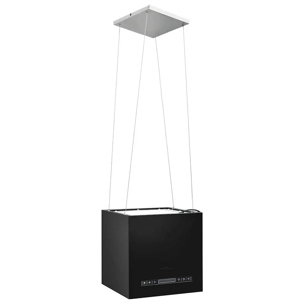 Island Range Hood Ceiling Mounted Black 37cm Touch Sensor LCD