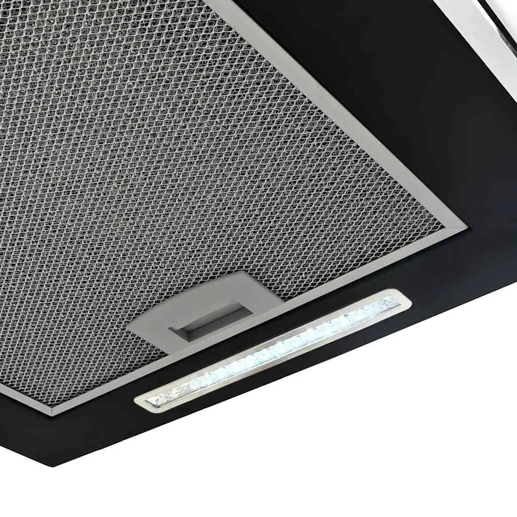 Island Range Hood Ceiling Mounted Black 37cm Touch Sensor LCD
