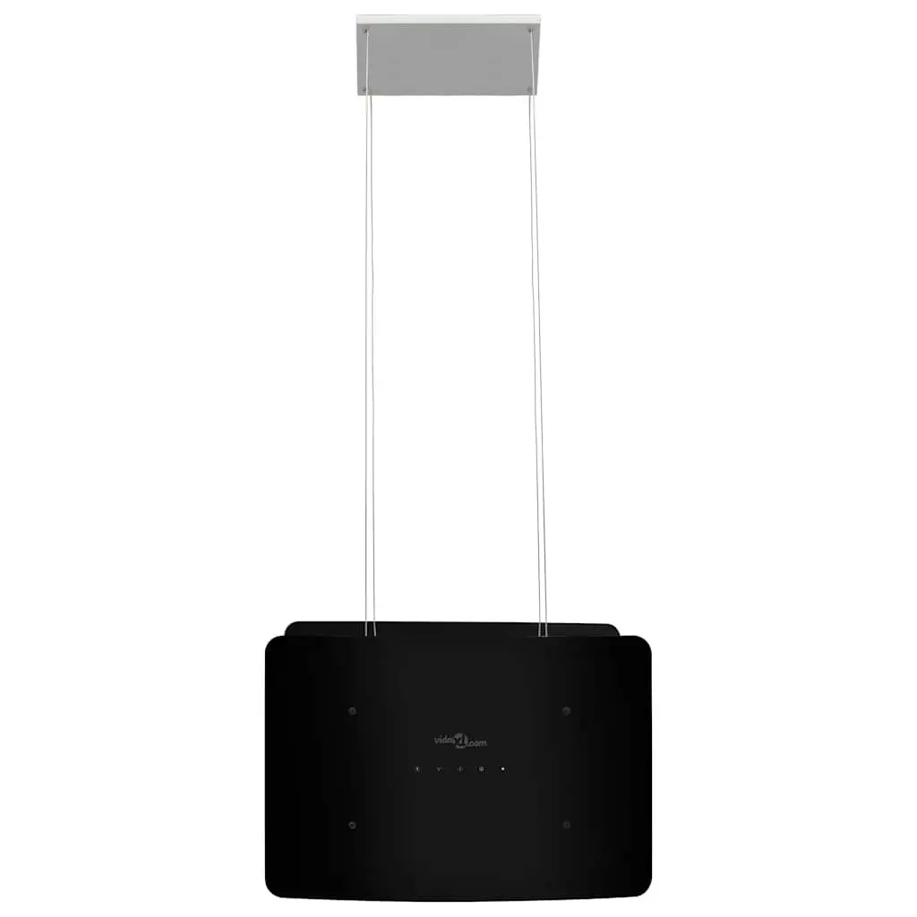Island Range Hood Ceiling Mounted Touch Sensor LCD Tempered Glass Black