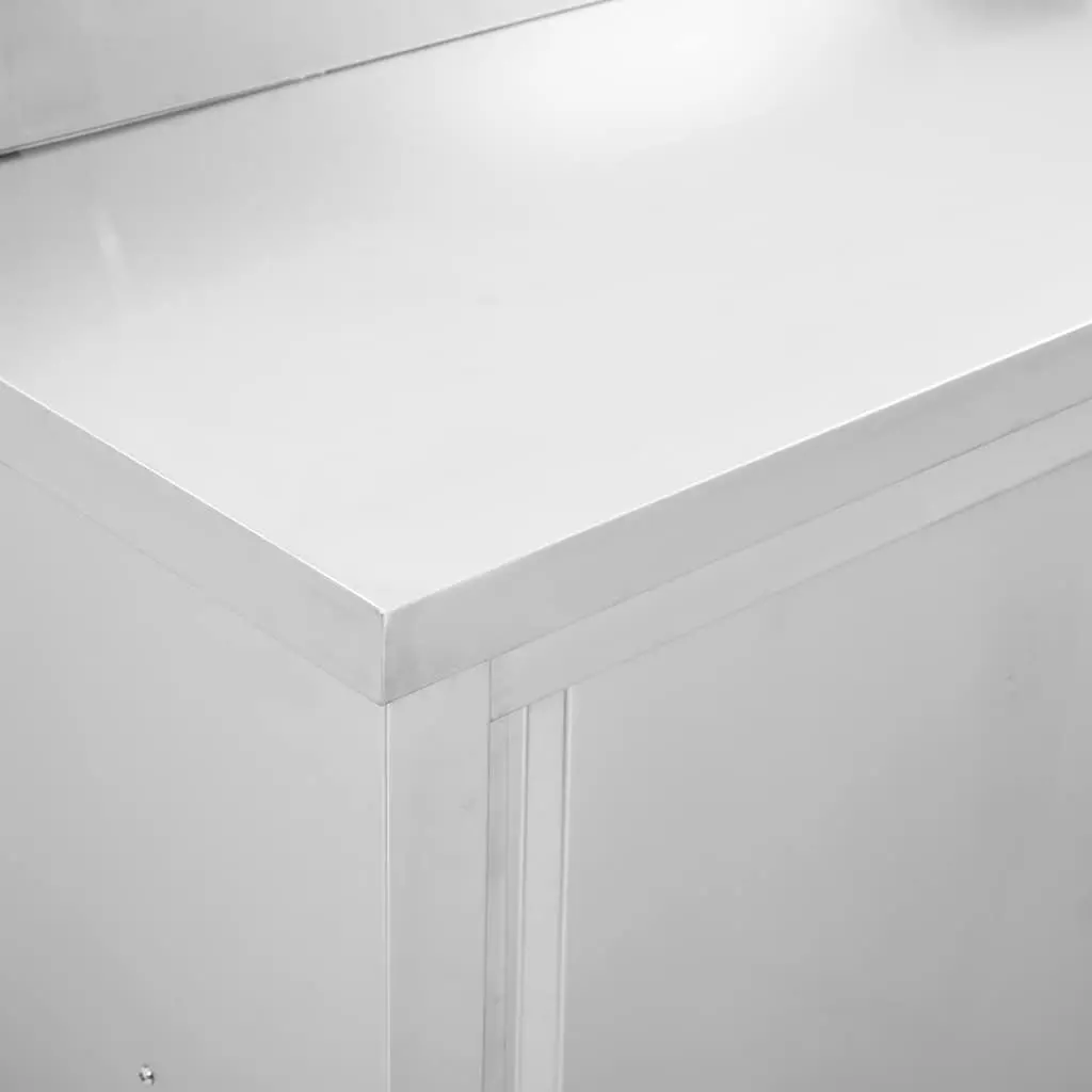 Stainless Steel Work Table with Sliding Doors 120 x 50 x 95-97 cm