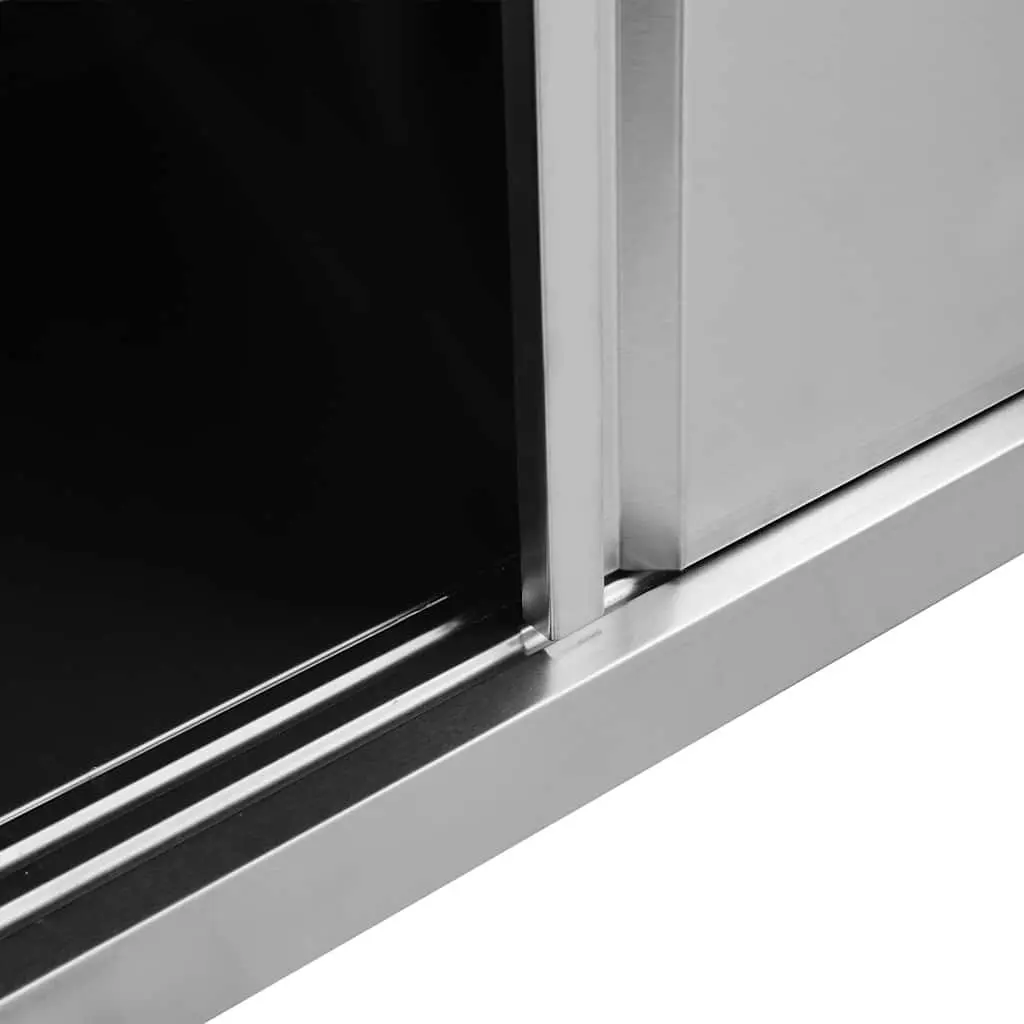 Stainless Steel Work Table with Sliding Doors 120 x 50 x 95-97 cm