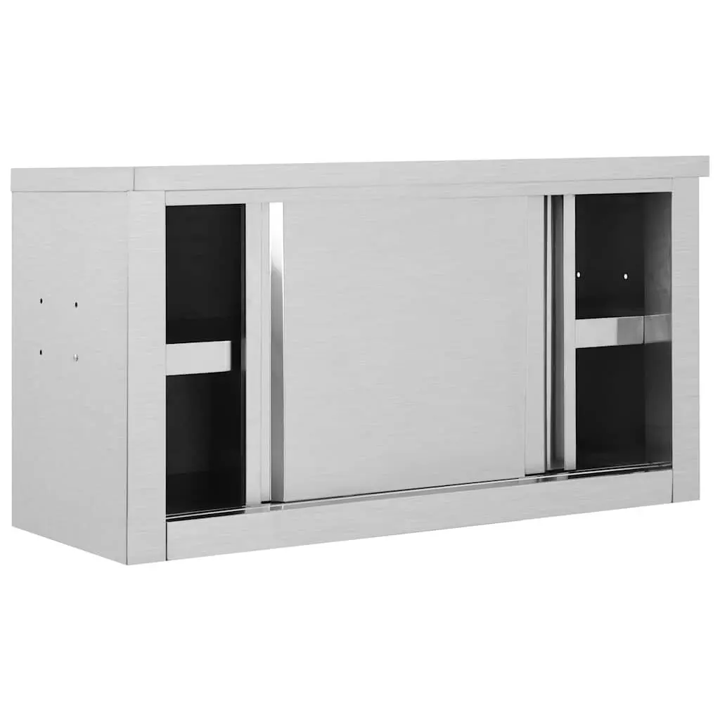Kitchen Cabinet Sliding Doors Stainless Steel Wall-Mounted 90x40x50cm Grey