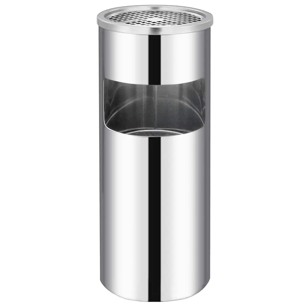Ashtray Dustbin Stainless Steel 30L Silver Waste Bin