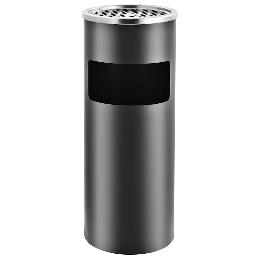 Ashtray Dustbin Waste Bin with Removable Insert Grey Steel 30L