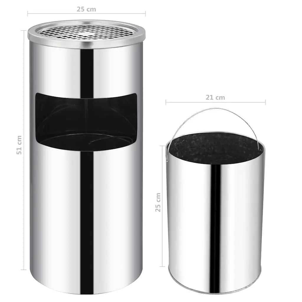 Wall Ashtray Dustbin Stainless Steel 26L Mounted Smoking Accessories