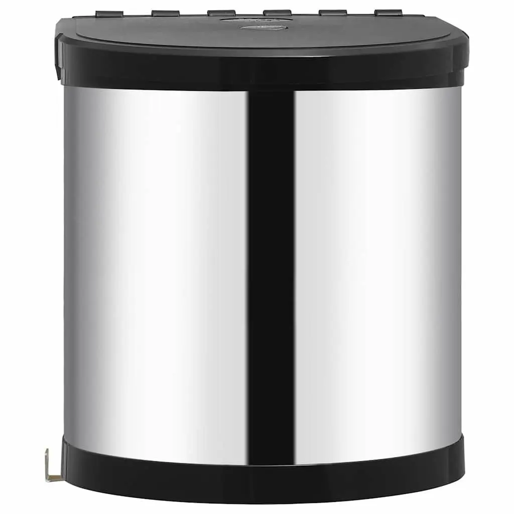 Built-in Kitchen Waste Bin 12L Silver Automatic Lid Cupboard Mount Rubbish