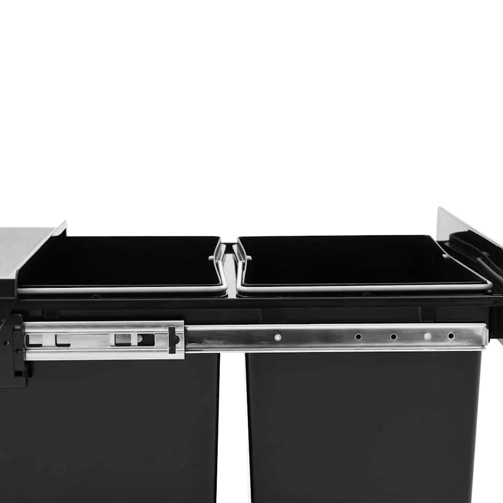 Kitchen Waste Bin Pull-out Cupboard Dustbin Soft-Close Rubbish 36L Black