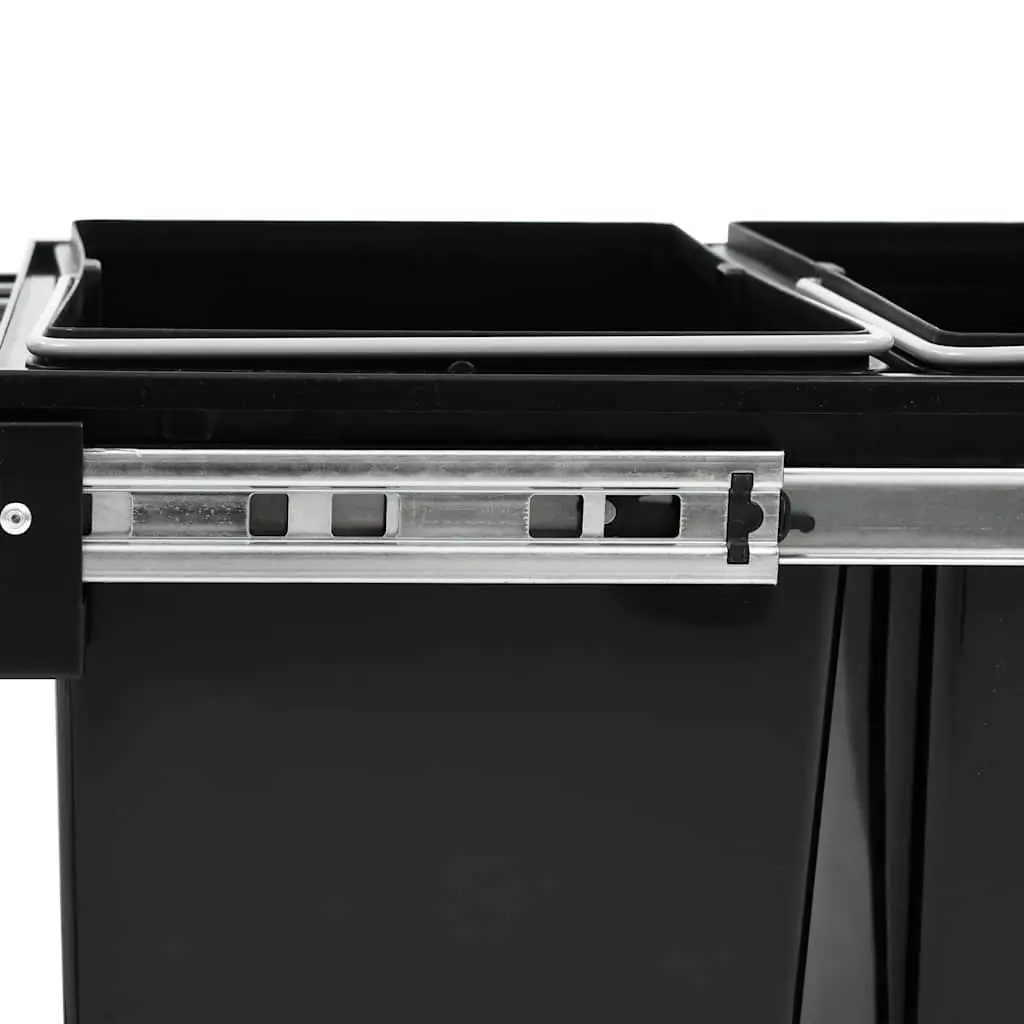 Pull-out Kitchen Waste Bin Dual Compartment Soft-Close Black 48L