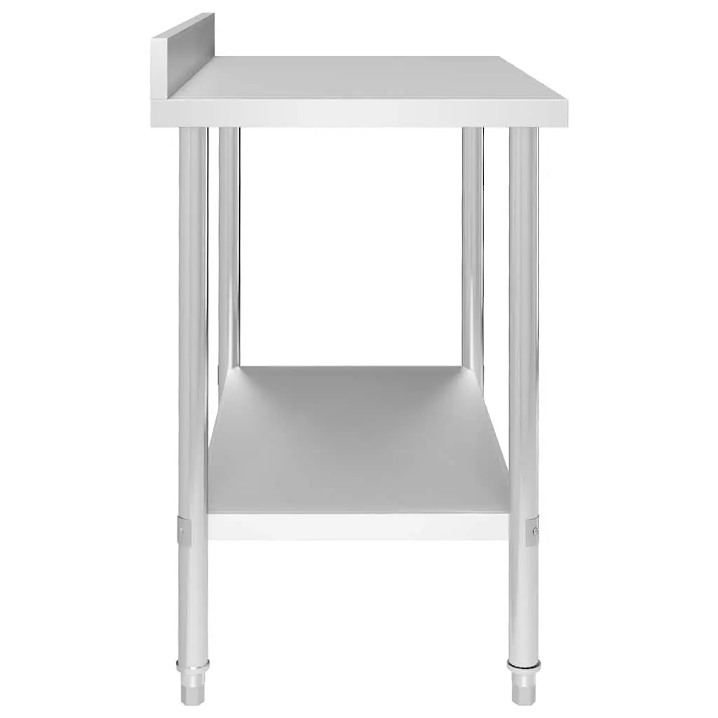 Stainless Steel Work Table with Backsplash and Bottom Shelf 100x60x93cm for Commercial Kitchen Food Preparation