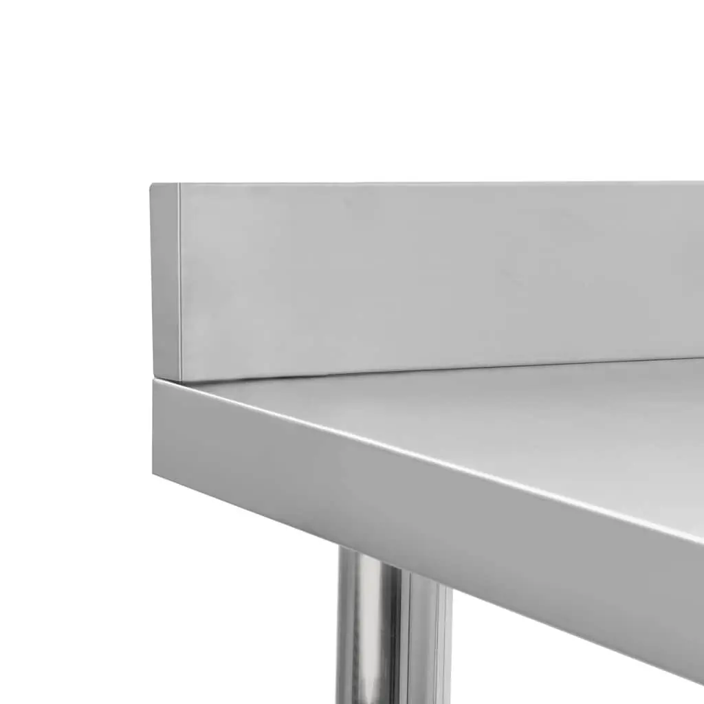 Stainless Steel Work Table with Backsplash and Bottom Shelf 100x60x93cm for Commercial Kitchen Food Preparation