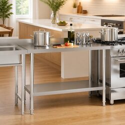 Stainless Steel Kitchen Work Table 120x60x93cm Commercial Food Prep Station