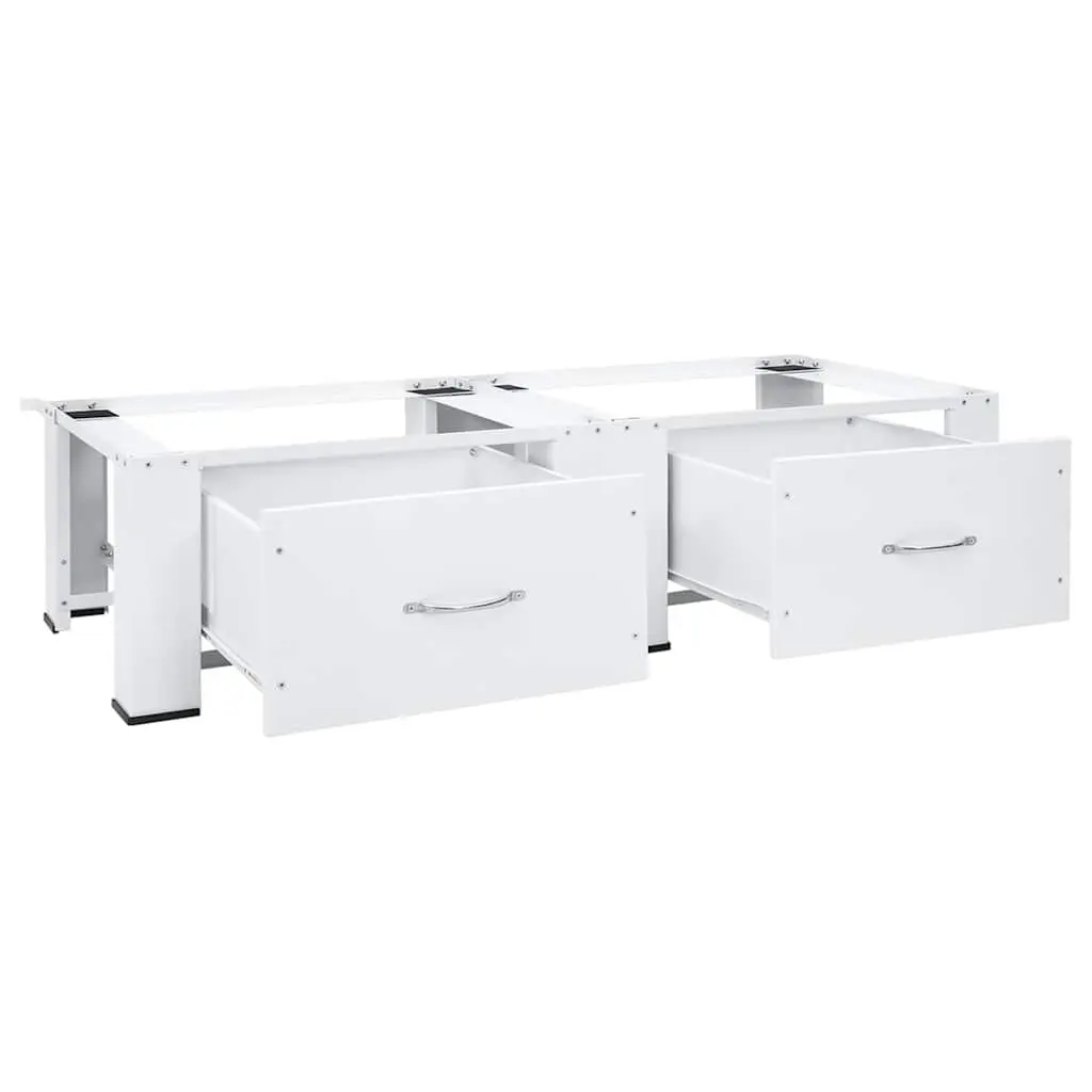 Washer Dryer Pedestal Stand with Drawers White Storage 100 kg Capacity