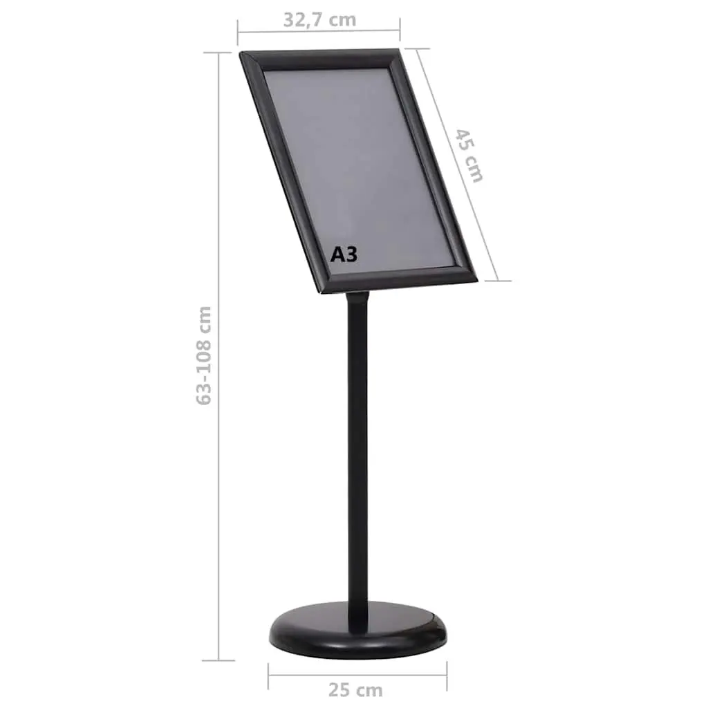 A3 Pedestal Poster Stand Floor Display Adjustable Black Aluminium Alloy Frame